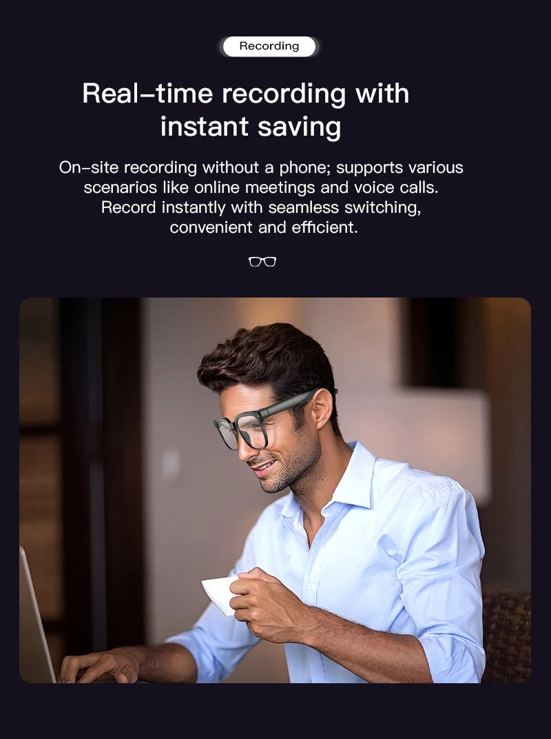 New AI Smart Glasses 8 Million HD Pixels Camera Photo 1080P HD Video Recording Sunglasses Call Music Play Men Women Glasses 2026