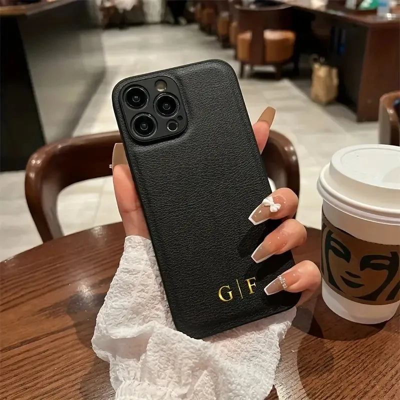 Personalised Custom Name Initial DIY Phone Case For iPhone 17 Pro Max 16e 16 15 14 13 12 11 Pro Max 16 Plus Xs Max Leather Cover