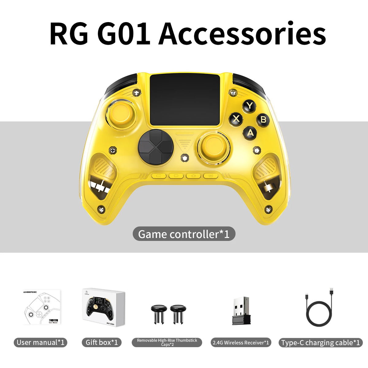 Anbernic RG G01 / RG P01 Retro Games Controller Hall Effect Triggers XBOX Gamepad for PC Android IOS Steam Linux Supports Bluetooth 5.3/Wired/2.4G Wireless