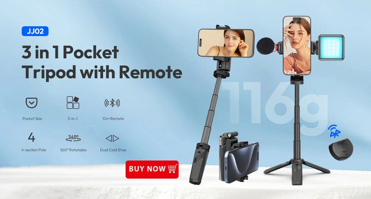Ulanzi MT-44 1.46M Extend Selfie Stick Tripods Tripod With Phone Clamp For Cameras Cellphone Samsung iPhone Huawei Xiaomi Stand