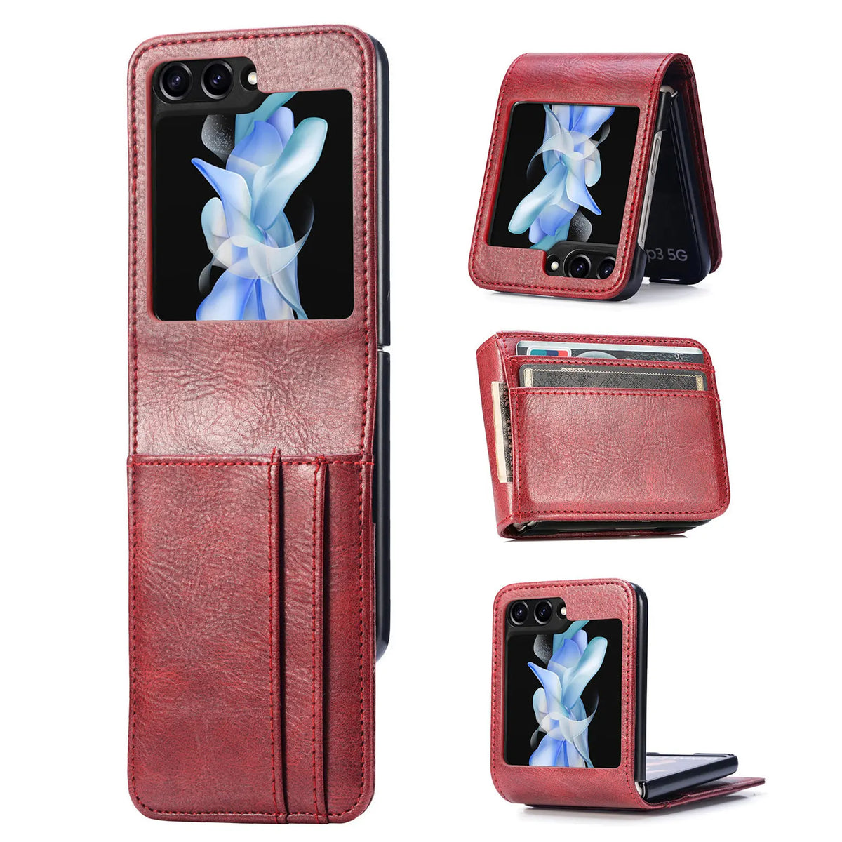 Luxury Card Holder Leather Phone Case For Samsung Galaxy Z Flip 8 7 FE 6 5 4 3 Flip8 Fold Wallet Photo Frame Business Back Cover