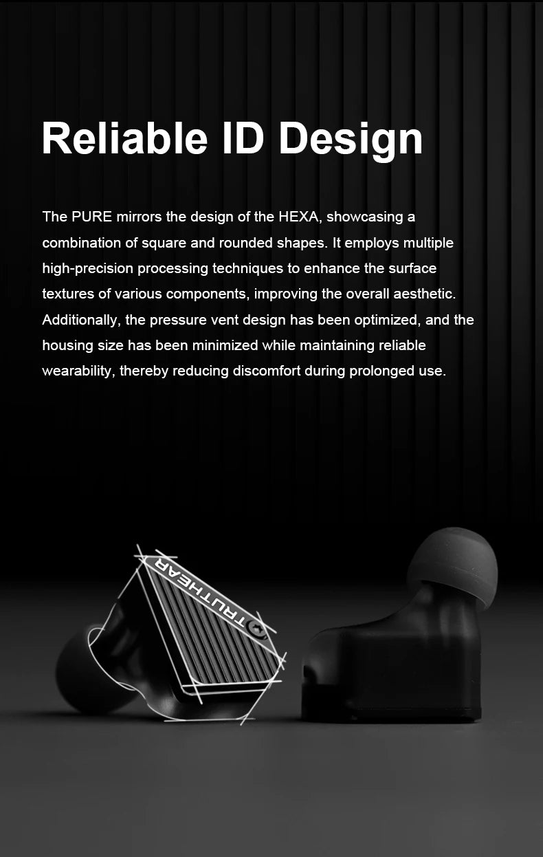 TRUTHEAR PURE Earphones 1DD+3BA Hybrid Wired In-Ear Headphones HIFI Earplugs 3.5mm Plug 0.78mm 2Pin Gaming Headset