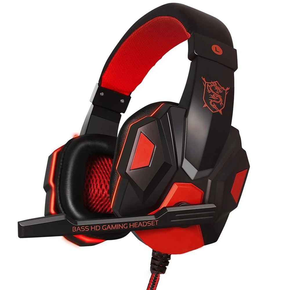Gaming Headsets Over-Ear 3.5mm Wired Headphones Music Stereo Earphones With Adjustable Microphone For Computer Phone Laptop PC