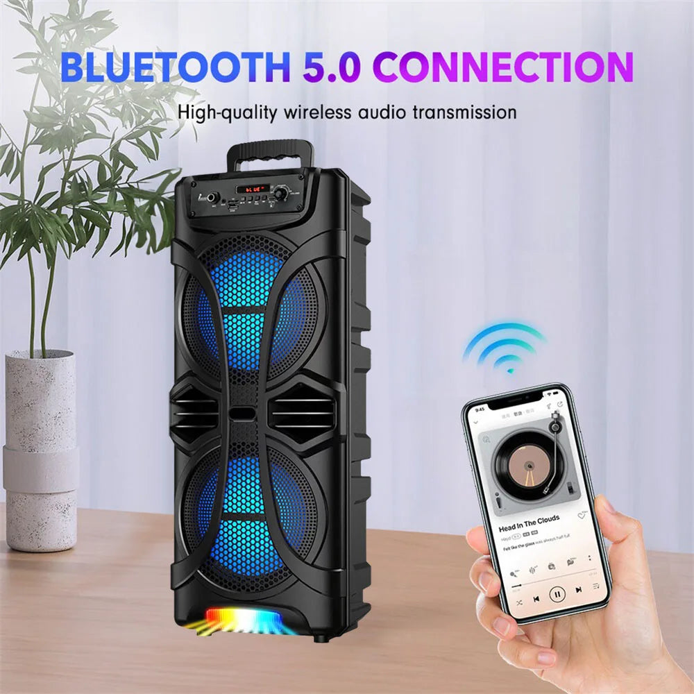6000W Portable Party Bluetooth Speaker Sound System Rechargeable Outdoor Loud Karaoke Dual 8 " Speaker