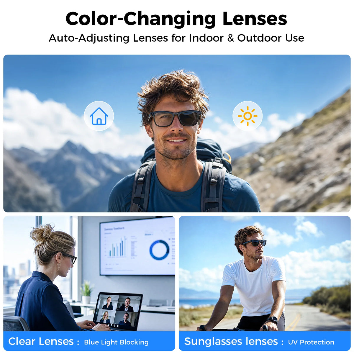 AI Smart Glasses ChatGPT Powered AI Assistant 13MP Camera Real Time Translation Smart Eyewear Bluetooth 5.4 Wearable Glasses
