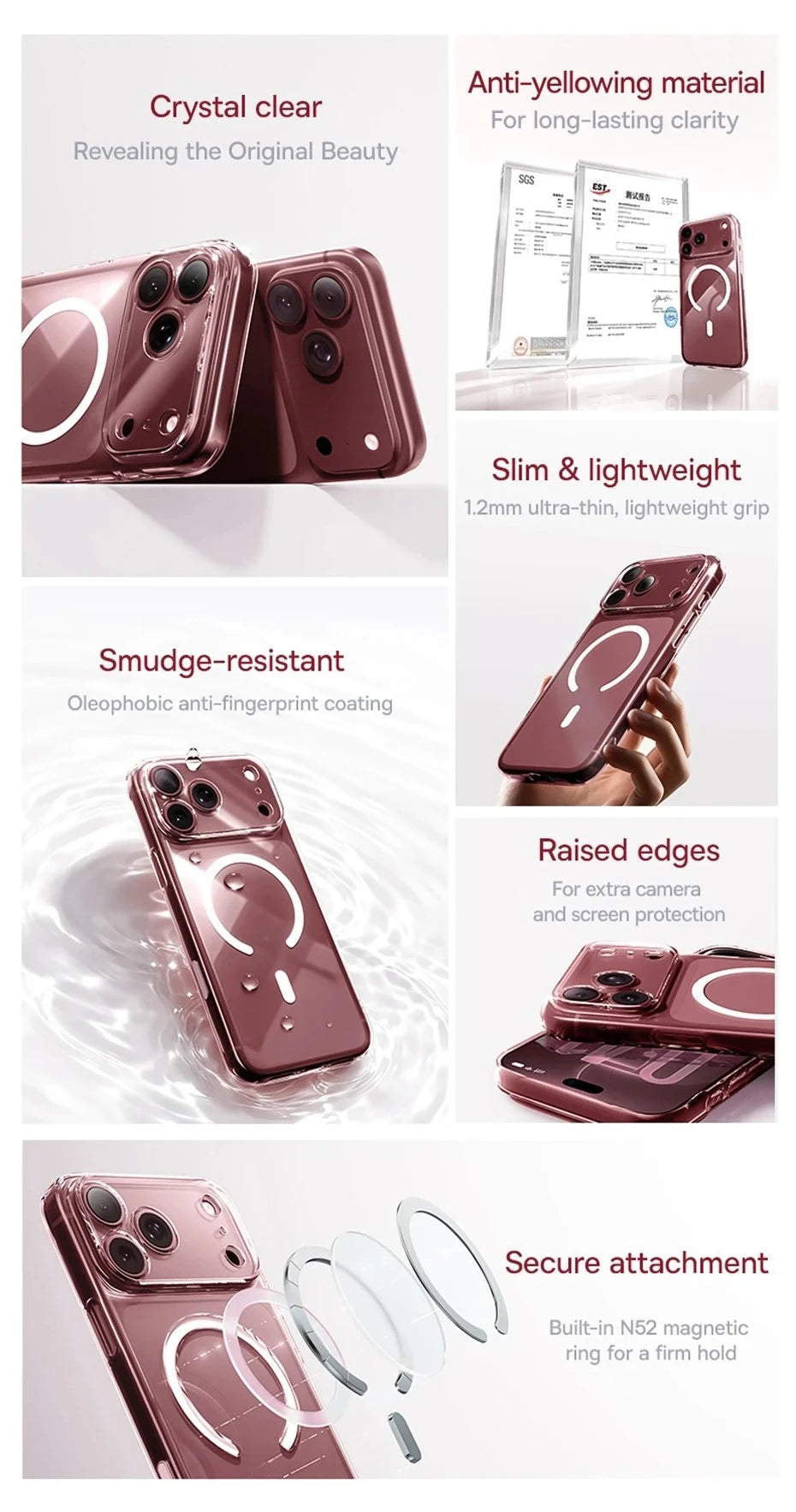 Baseus Magnetic Case For iPhone 18 Pro Max Wireless Charging For Magsafe Case For iPhone 17 Pro Max Slim Thin Clear Cover Case