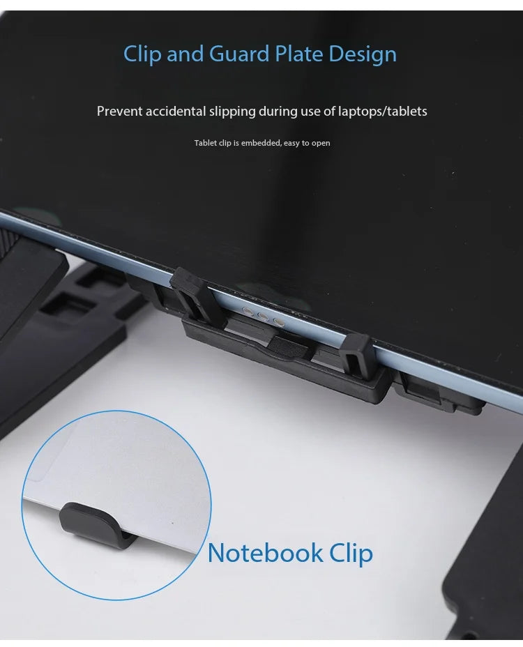Adjustable Tablet Laptop Cooling Stand with Foldable Design Portable Air-Cooled Monitor Holder for Various Scenarios
