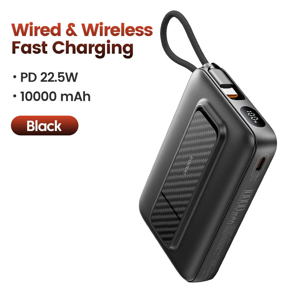Toocki PowerBank 10000mAh Magnetic Wirelss 15W USB C PD 22.5W Fast Charge for iPhone 16 15 14 13 Portable Power Bank for Magsafe