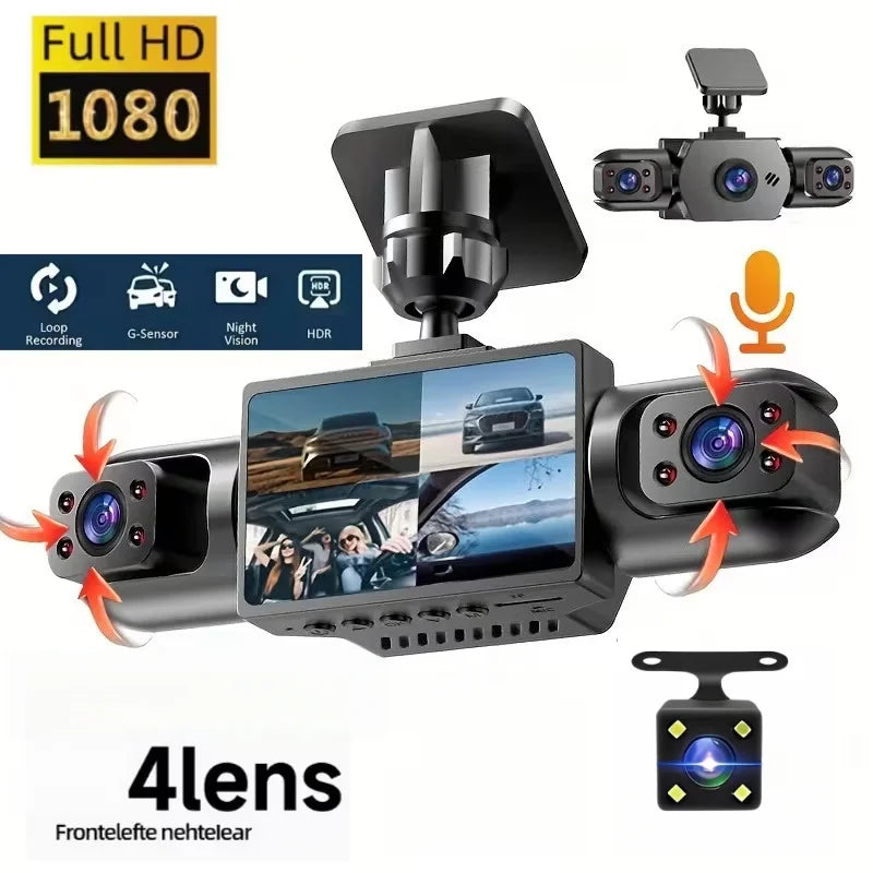 3/4CH Dash Cam, 1080P Multi Lens, 2" IPS Screen, IR Night Vision, 24H Parking Motion Detection