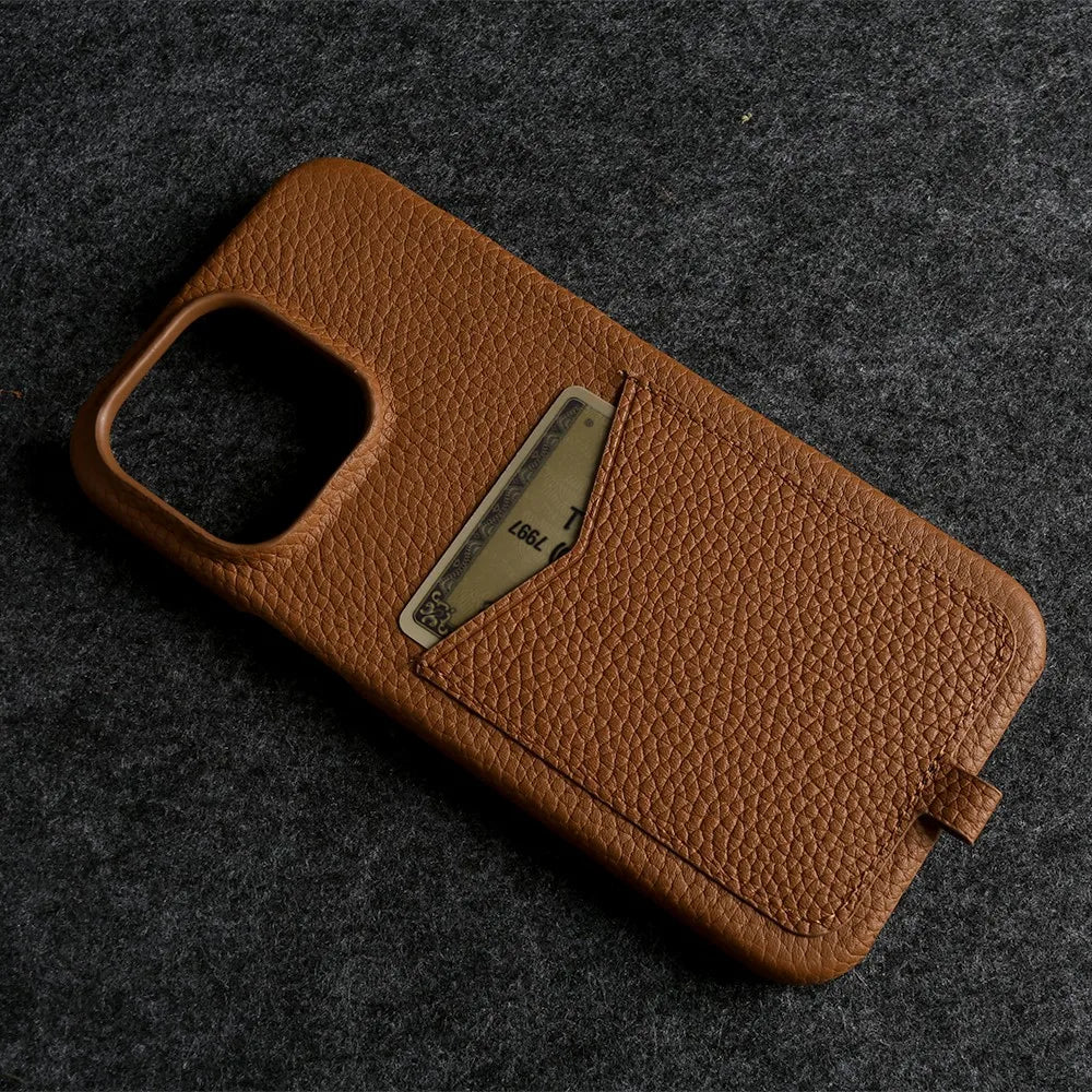 Multifunctional Charging Cable Lanyard Genuine Leather Case for IPhone 18 Pro Max 17Pro 16 15 14 13Pro Crossbody Strap Card Slot