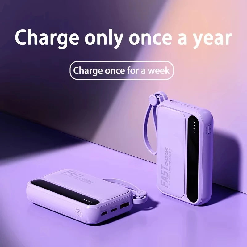 Lenovo CCC Mini Power Bank 500000mAh 4 Built in Cables Fast Charging Large Capacity Portable External Battery For iPhone Xiaomi