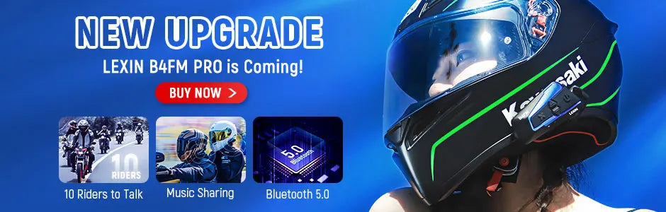 Lexin G2P Motorcycle Blutooth Intercom Helmet Bluetooth Headsets,Handsfree Communicator Up to 6 Riders Interphone with FM Radio