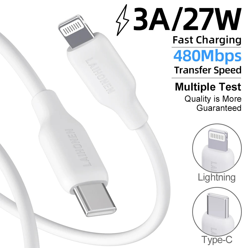 LAIHONEN USB C to Lightning Fast Charging Cable, Flexible Silicone Durable, For iPhone 13 12 11 Pro Max X XS XR iPad