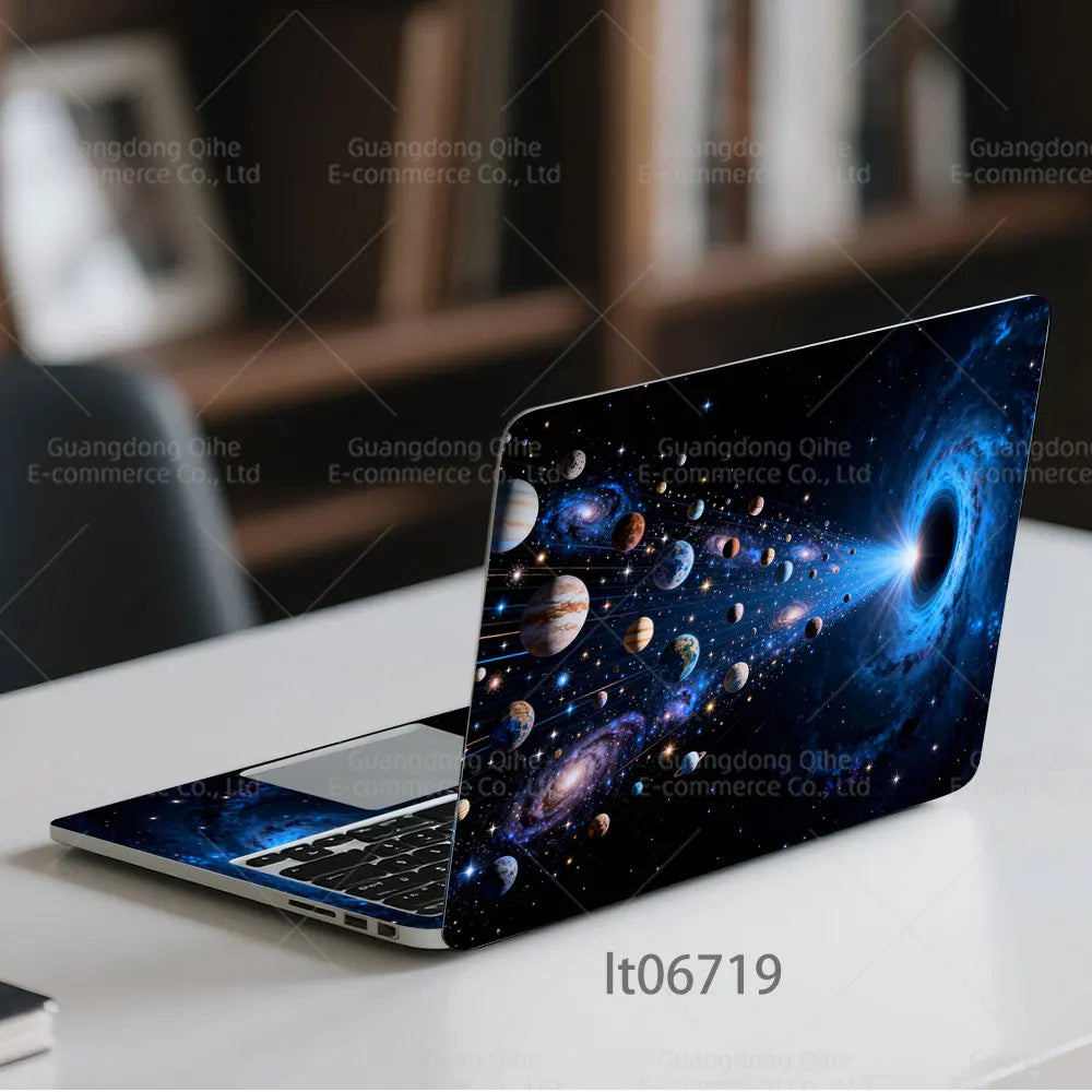 2PCS Galaxy Planet Laptop Skin Sticker, Space Black Hole Universe Design Decal Cover for Macbook HP Dell Lenovo 11-17 inch