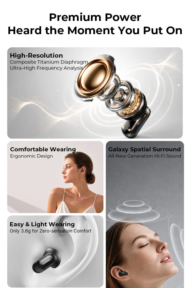 MINISO MS130 Wireless Bluetooth Earphones ENC Soft Wireless Headphones Sport Low Latency Comfort In-Ear Earbuds Macaron Travel