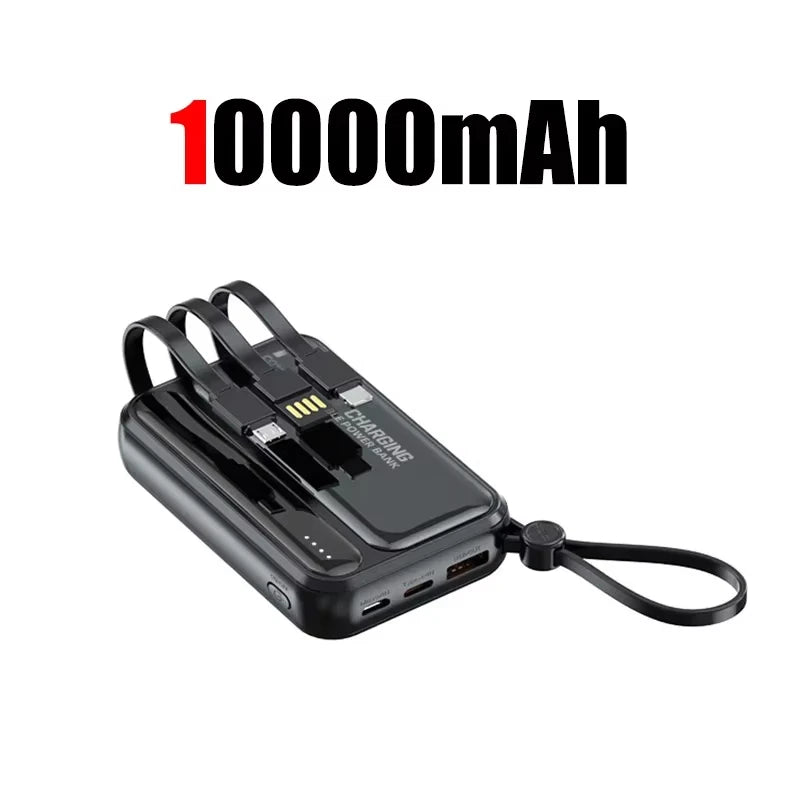 Lenovo CCC Mini Power Bank 500000mAh 4 Built in Cables Fast Charging Large Capacity Portable External Battery For iPhone Xiaomi