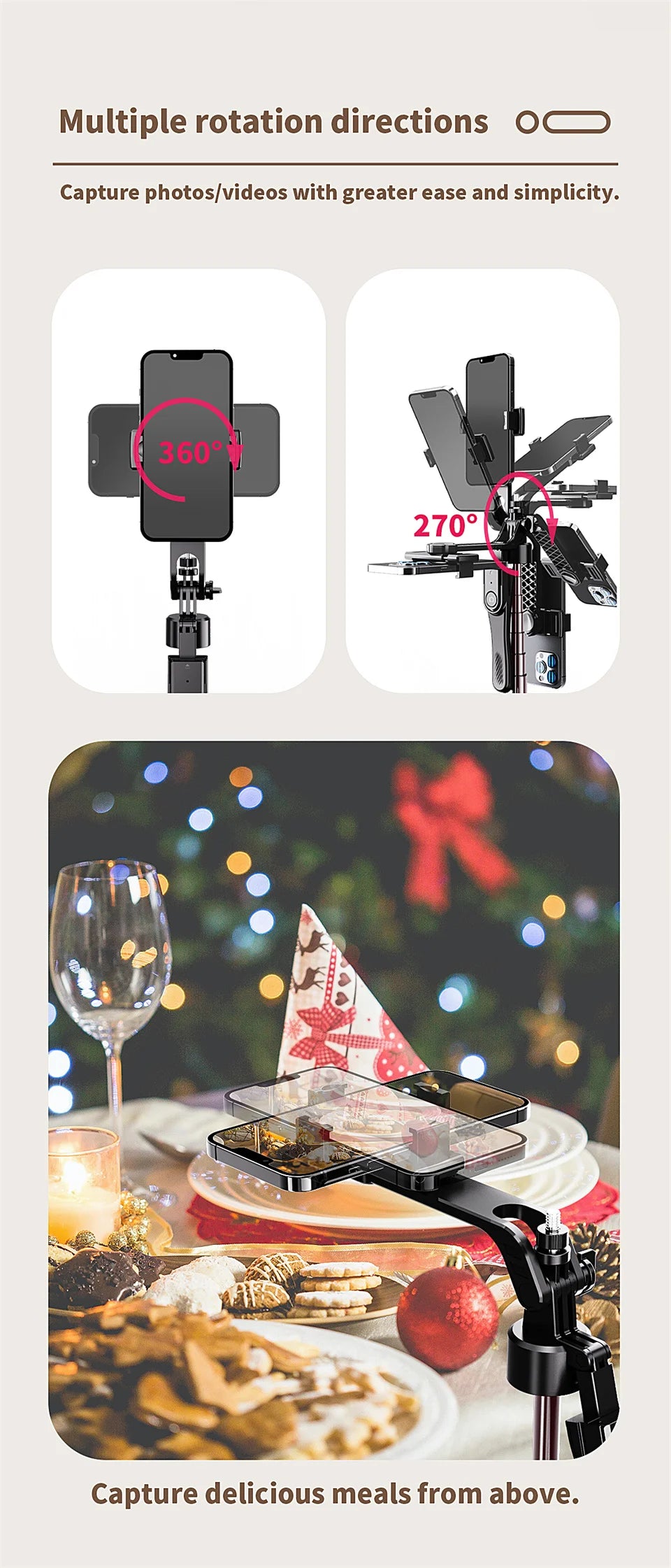 FANGTUOSI Long 185cm 360 Rotation Stabilizer, Selfie Stick Tripod for Smartphone Camera With Bluetooth Shutter for Live Video