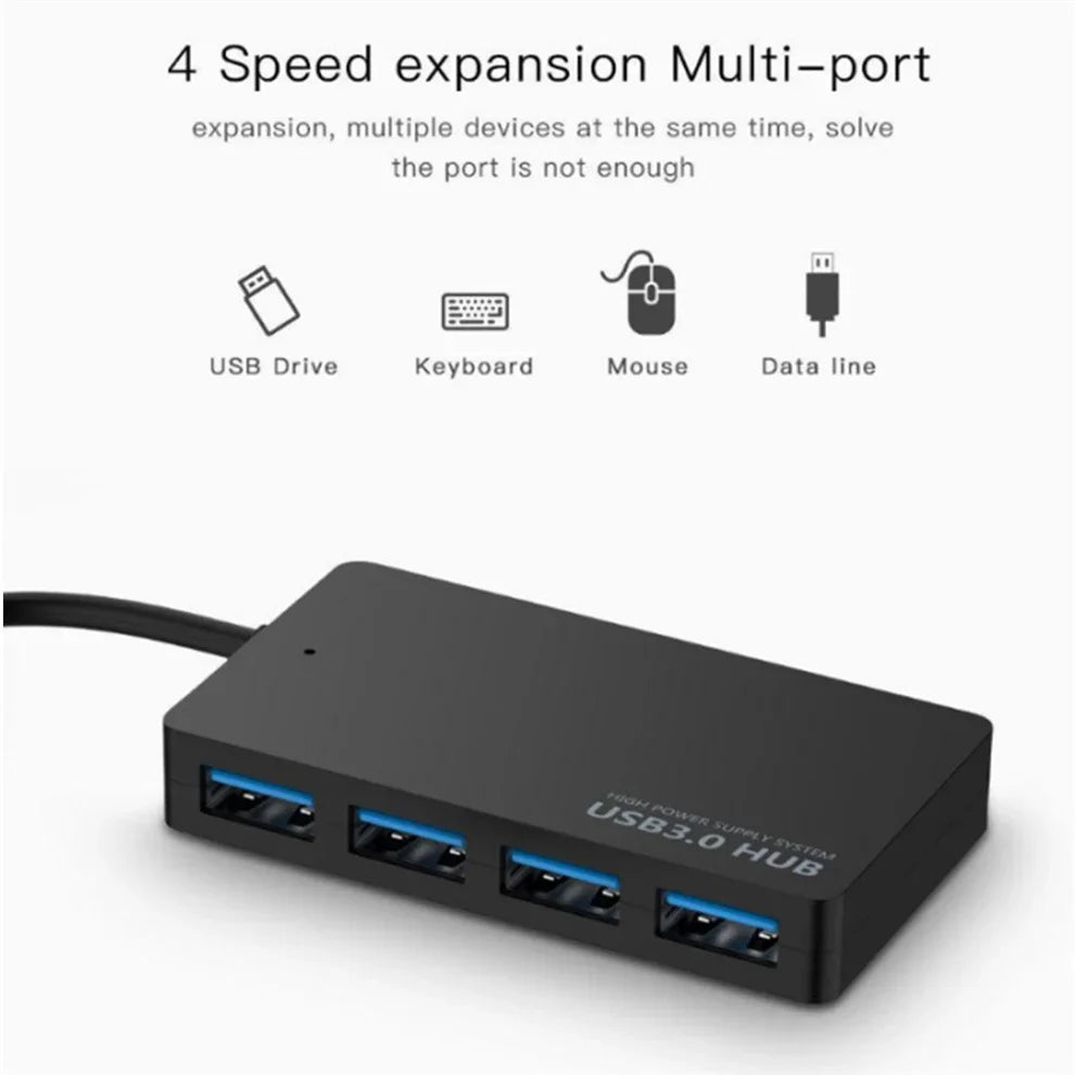4 Port HUB USB 3.0/2.0 HUB Multi USB Splitter 4 Port Multi USB HUB Adapter Expander Splitter for Notebook Laptop PC Plug & Play