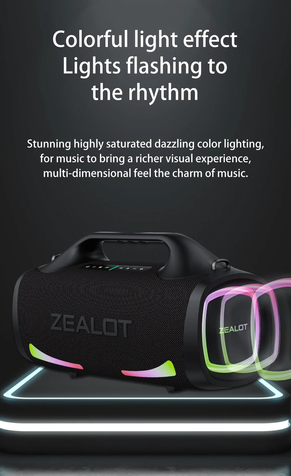 Zealot S79 100W Wireless Speaker, Portable Subwoofer Speaker, Hi-Fi Sound Quality, Dual Pairing, Fast Charging, 24000mAh.