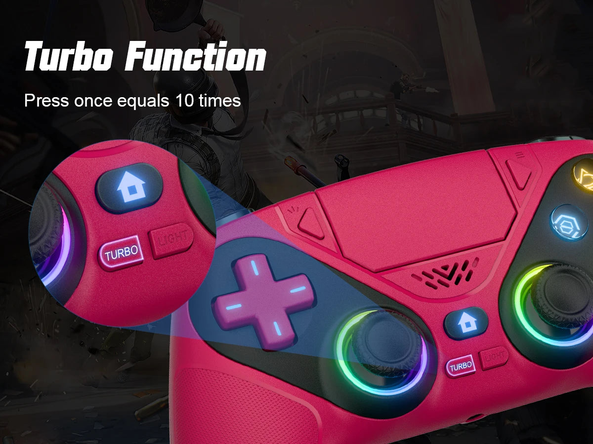 RGB Gamepad For Playstation 5/PS5 Pro/Slim/PC Wireless PS5 Controller 3D Game Joystick Dual Vibration Macro/Turbo Function