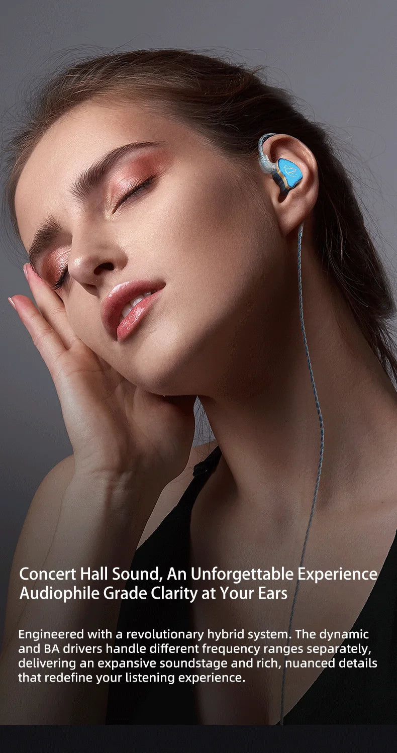 Wired Earphones for iPod, Hybrid 1DD 1BA HIFI In-Ear Headphones Deep Bass 3.5mm Detachable Cable Noise Isolation Headset