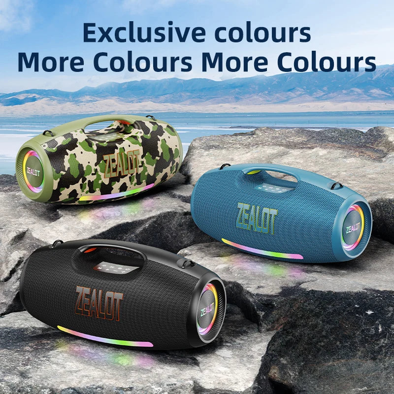 ZEALOT S89 Wireless Speaker 250W Portable Outdoor with RGB Color Lights Long 48000mAh Battery up to 8 Hours Playtime