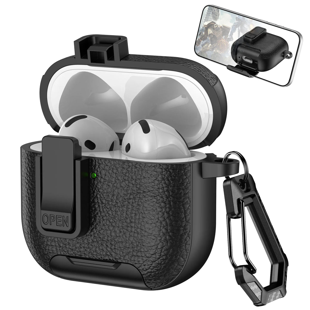 2025 New For AirPods 4 Case Latch wireless Bluetooth earphone Accessories Cover dermatoglyph Mobile phone holder switch Cases 3D