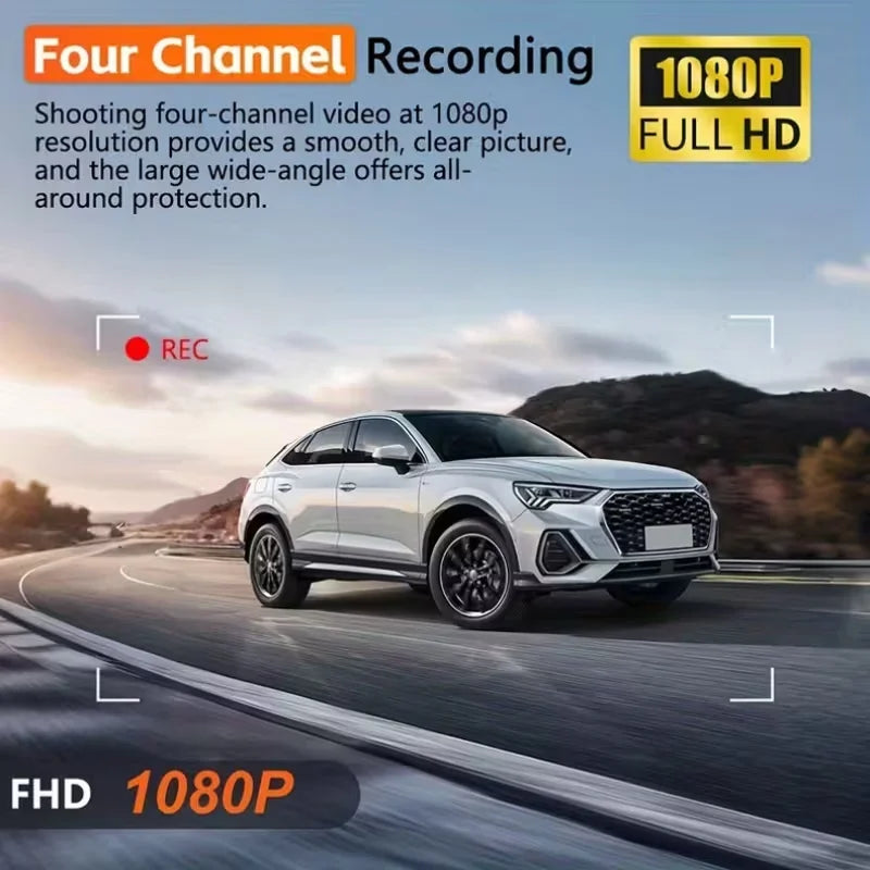 3/4CH Dash Cam, 1080P Multi Lens, 2" IPS Screen, IR Night Vision, 24H Parking Motion Detection