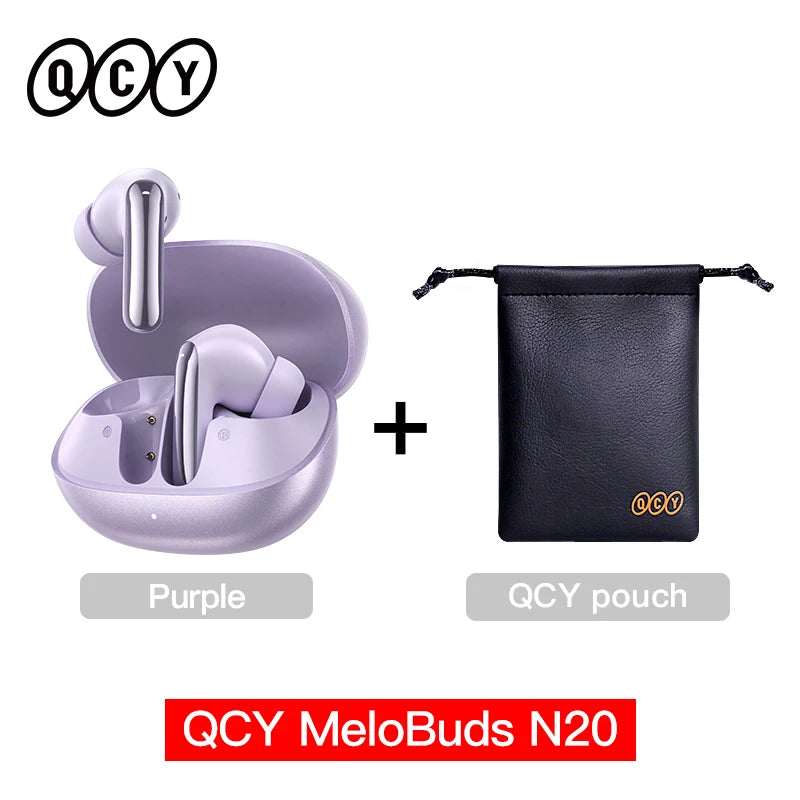 QCY MeloBuds N20 Wireless Bluetooth 6.0 Earphone 13mm Drivers -50dB Adaptive Hybrid Noise Cancelling Earbud 40Hrs HT20 Headphone
