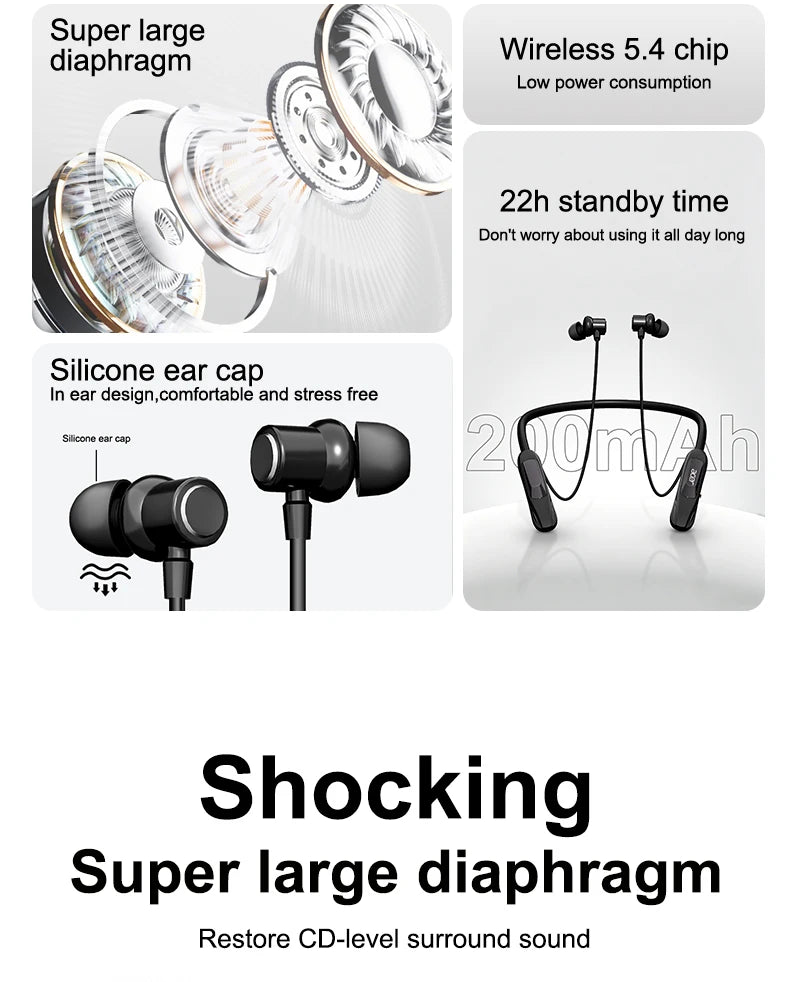 Acer Ohr810 Neckband-Style In-Ear Wireless Headphones, Secure Fit to Prevent Falling Off, Stereo Sound Effect, Bluetooth 5.4, Long Battery Life, Clear Calls, Suitable for Daily Sports and Commuting