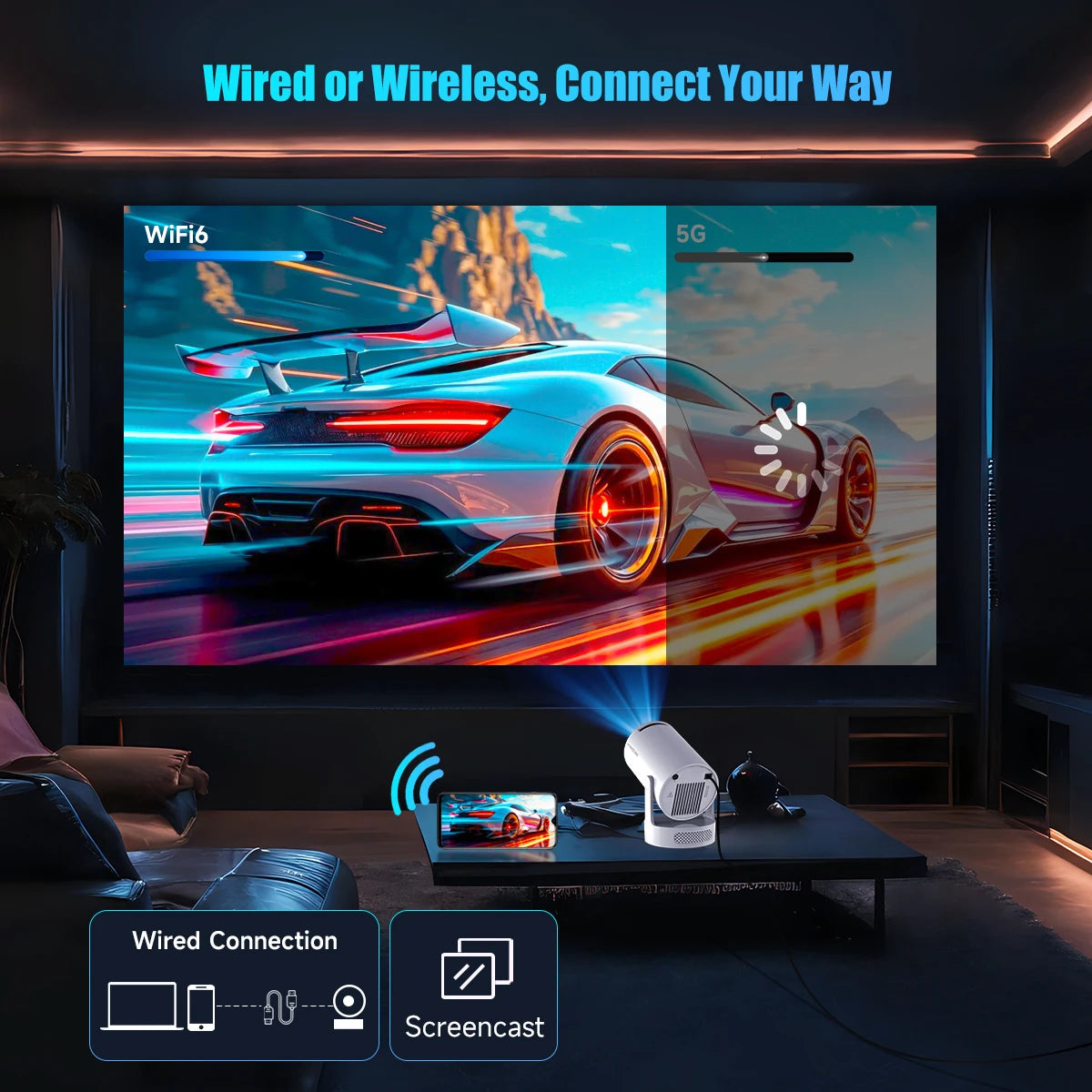 Magcubic 8K Wifi6 Projector 290ANSI Android 14 Dual WIFI Allwinner H726 BT5.4 1280*720P Home Cinema Outdoor Portable HY300 Pro +
