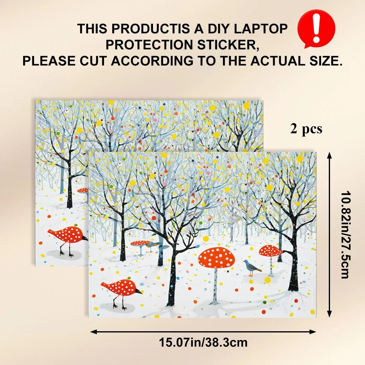 2PCS Scenery Oil Painting Laptop Stickers Set Flower Art Waterproof PVC Decals MacBook Traditional Ink Style Computer Skin