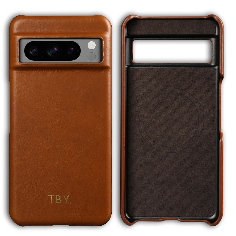 Engrave Initials Oil Wax Genuine Leather Case For Google Pixel 11 10 Pro XL 10A 9A 9 Pro XL 8 8A 7A 7 6A 5A 5 6 Phone Back Cover