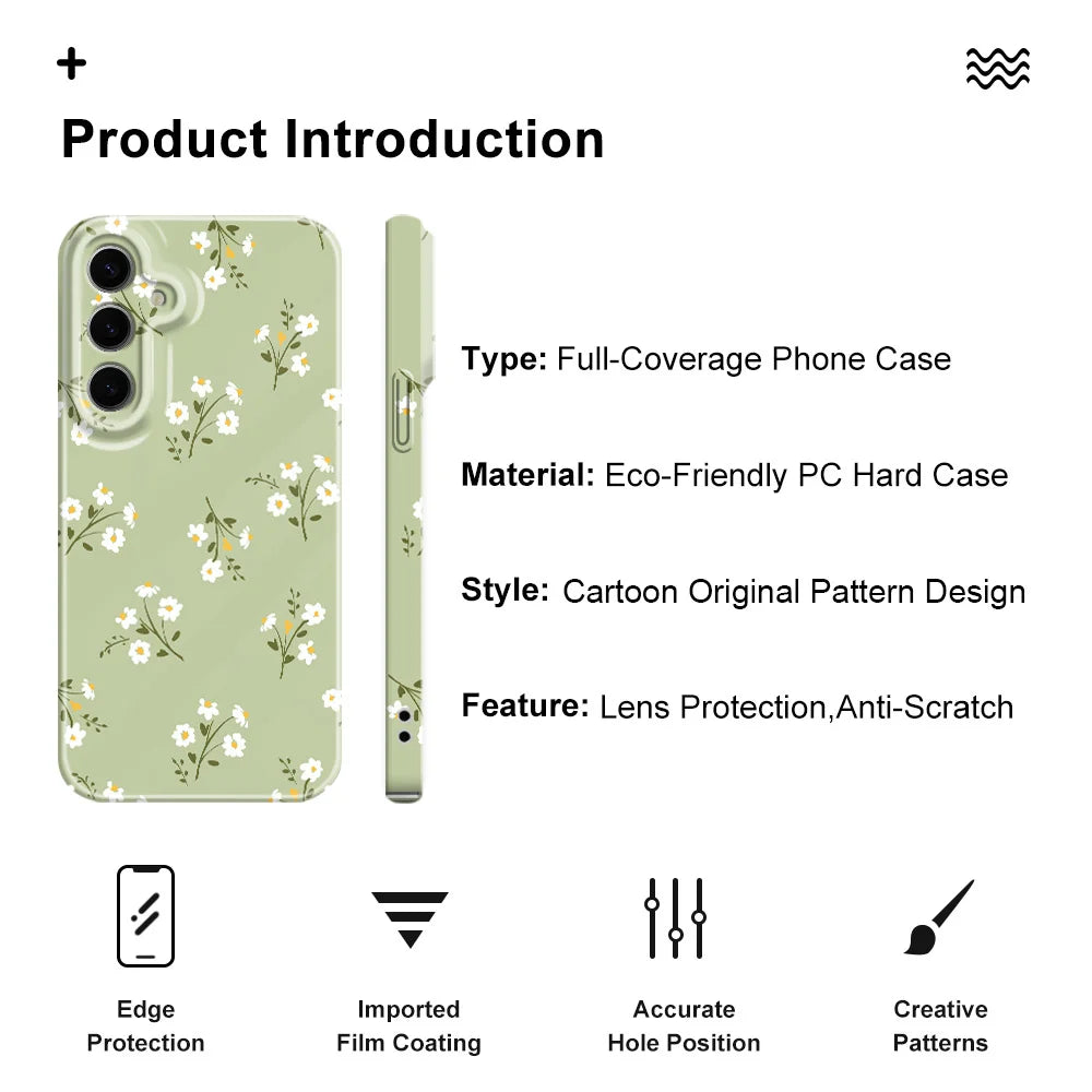 Sunshine Flower Phone Case For Samsung Galaxy S25 S24 S23 S22 S21 S20 Plus Ultra FE 5G Film Hard Cover