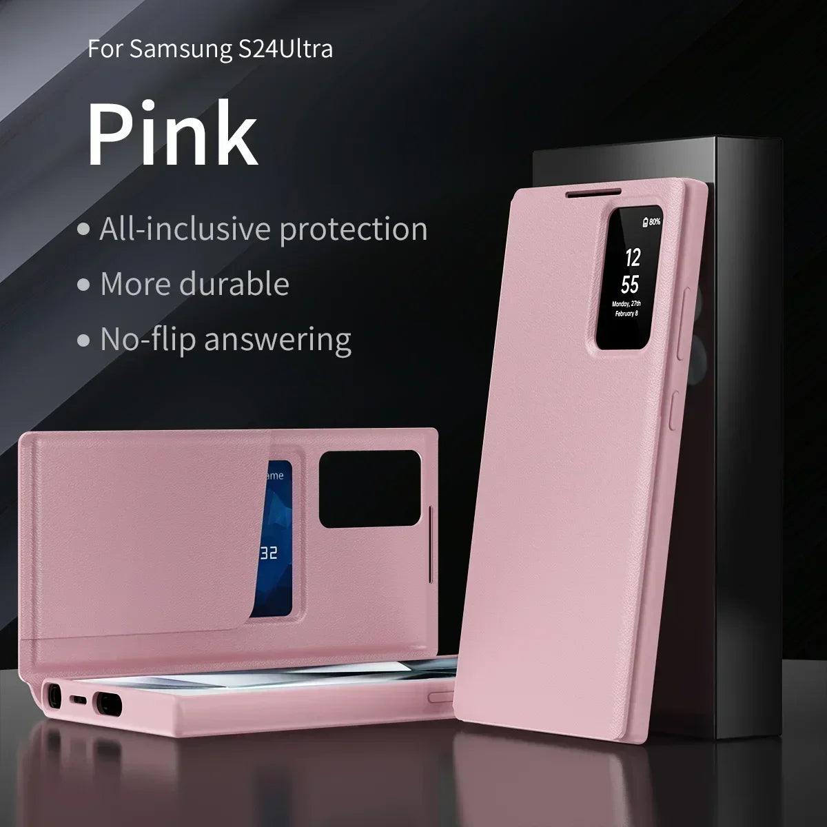 Original Business S-view Leather Flip Case For Samsung S25 S24 S23 S22 Plus Ultra LED Display Windows Card Pockets Protect Cover