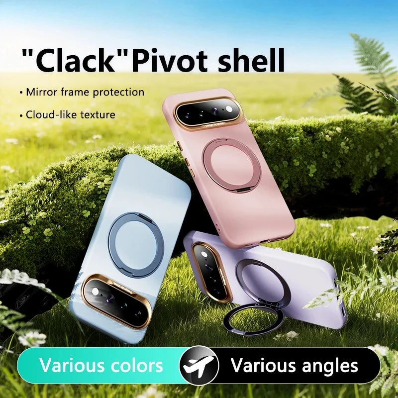 360 Rotating Bracket Liquid Silicone for Magsafe Phone Case for Google Pixel 11 10 Pro XL 10A Magnetic Wireless Charging Cover