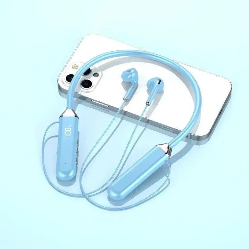 Wireless Neckband Earphones Bluetooth 5.3 Headphones Gaming Power Display Headset TWS Earbuds Sport Headset With Mic