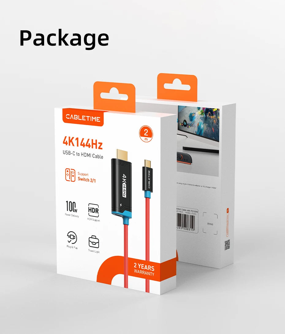CABLETIME Switch 2 Dock Station Portable TV Dock 4K144Hz USB C to HDMI Cable PD 100W Adapter Prefect Switch 2/1 OLED for PS4/5