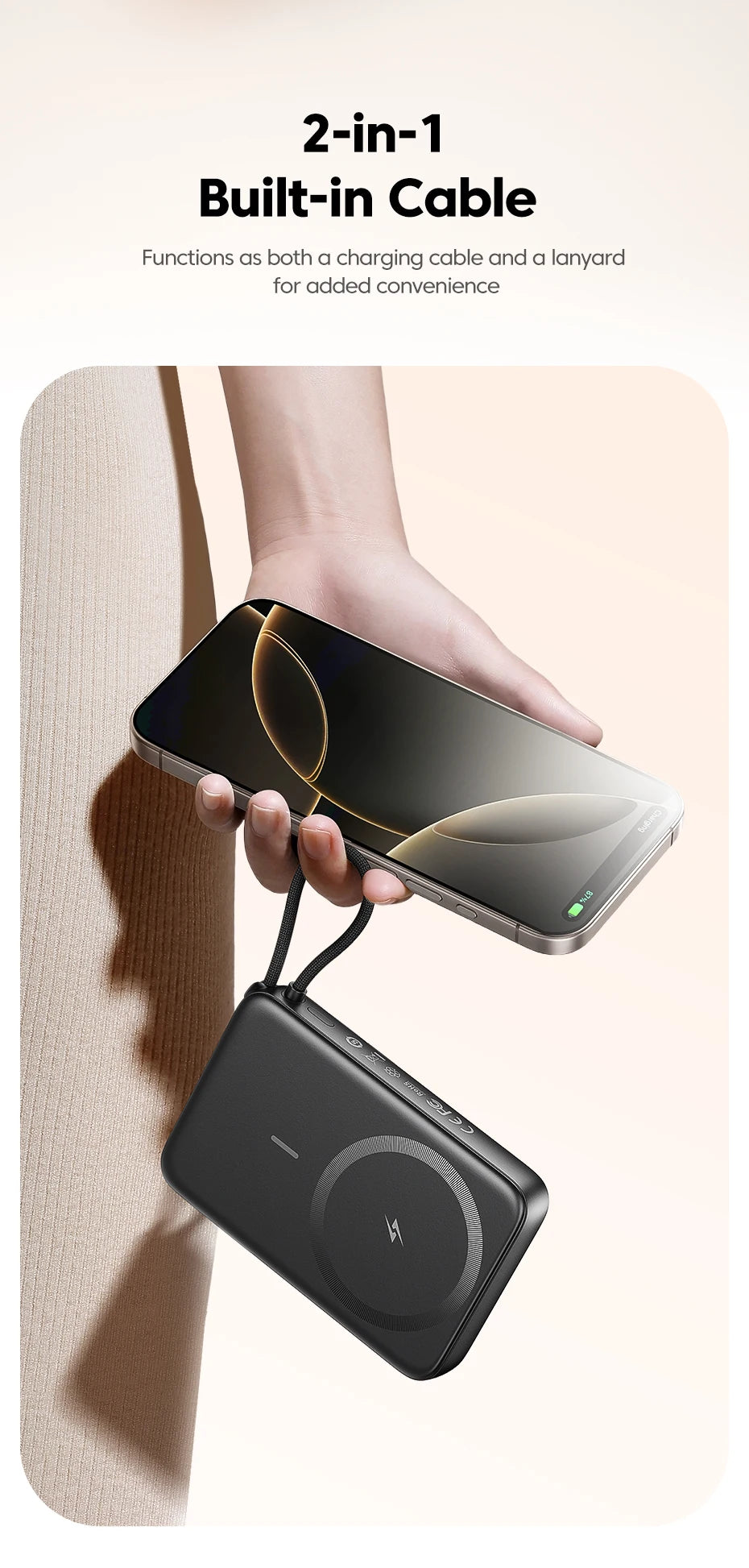 Toocki PowerBank 10000mAh Magnetic Wirelss 15W USB C PD 22.5W Fast Charge for iPhone 16 15 14 13 Portable Power Bank for Magsafe