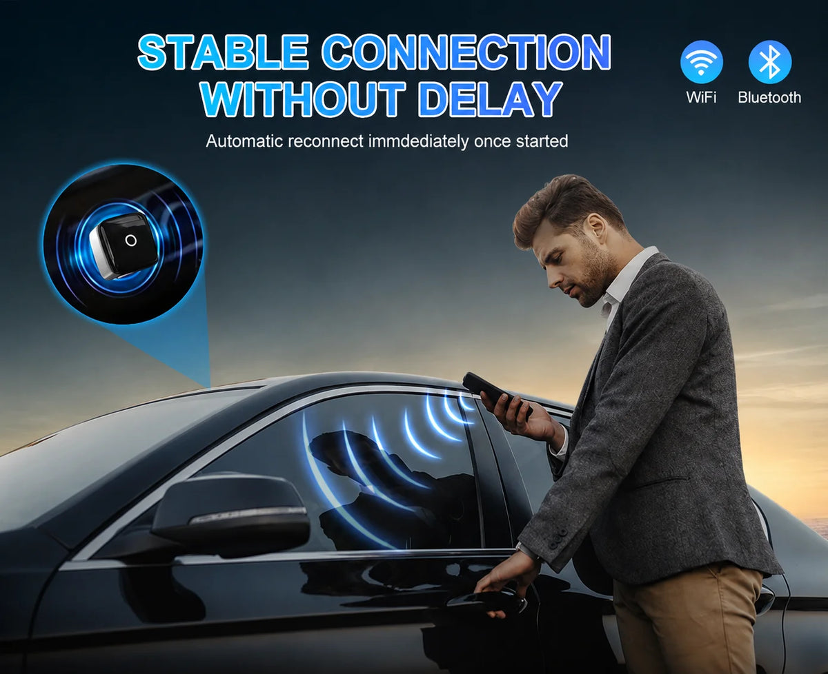 DRNVIYNC 2026 Wireless CarPlay Adapter 2-in-1 Wired to Wireless Dongle for Apple & Android Auto Plug and Play Universal Car Accessory
