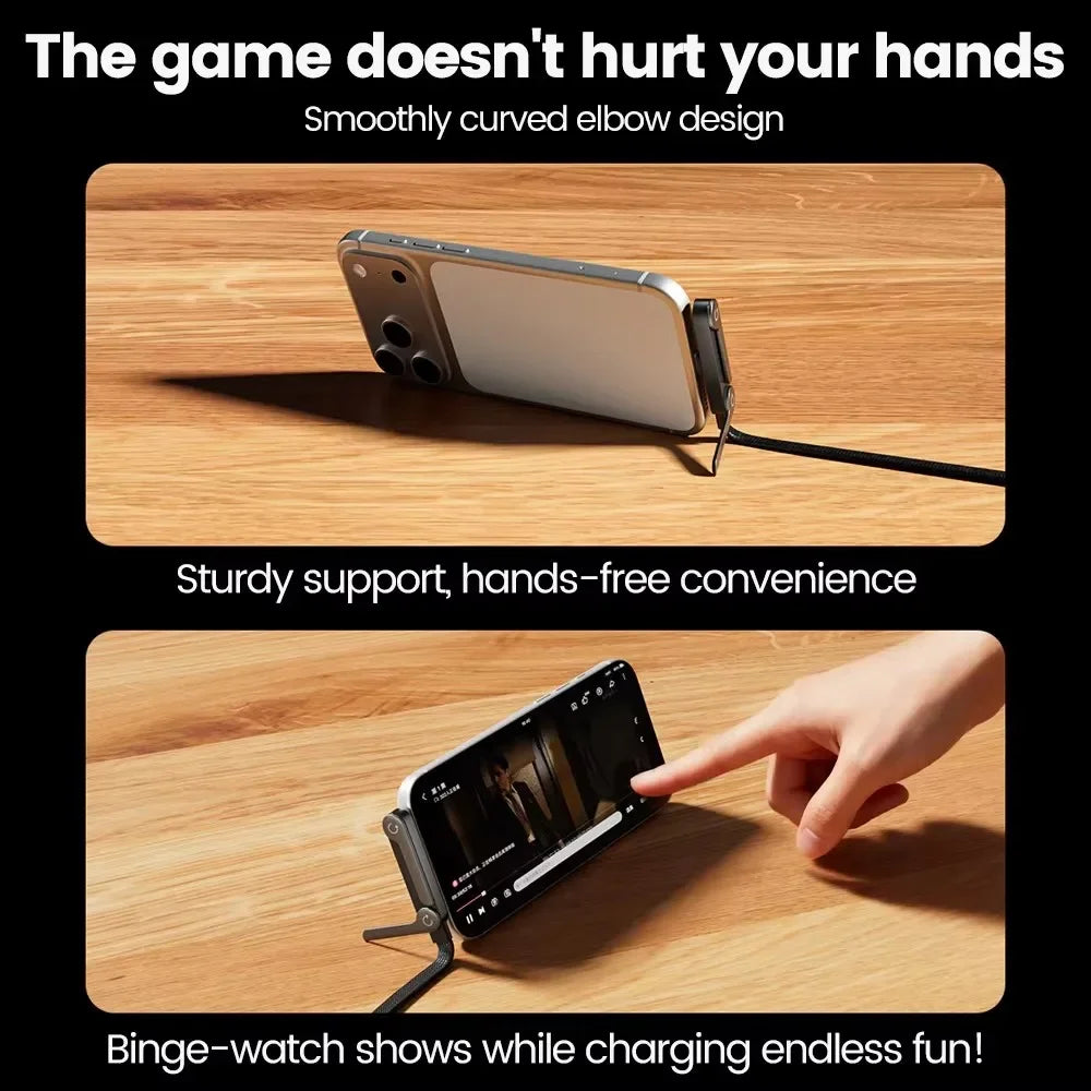 240W PD Fast Charging Type C to Type C Cable USB-C To Type-C Cable With Foldable Stand Phone Holder For HUAWEI iPhone 15 Xiaomi