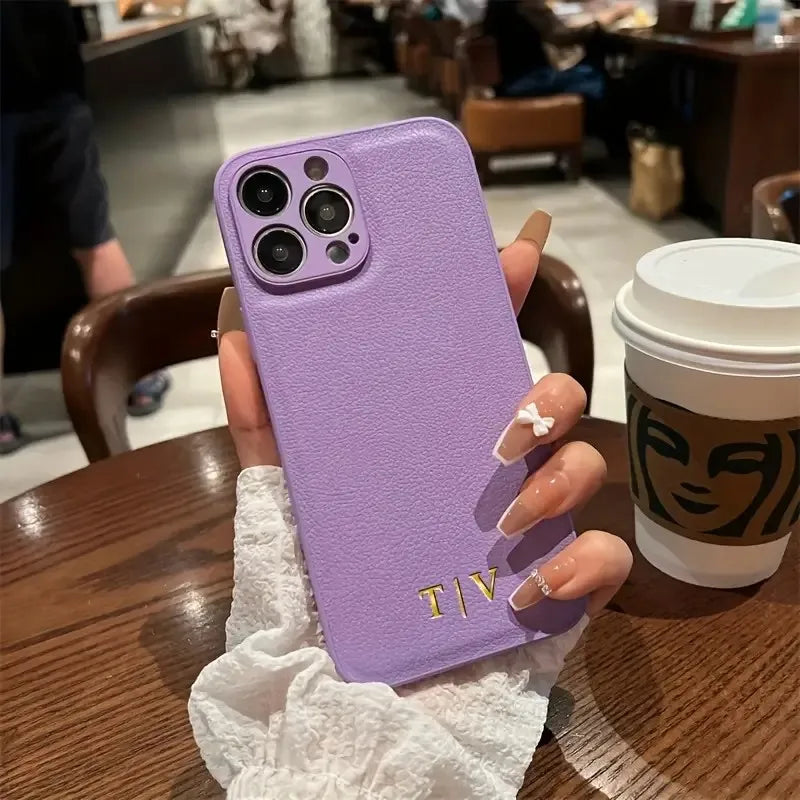 Personalised Custom Name Initial DIY Phone Case For iPhone 17 Pro Max 16e 16 15 14 13 12 11 Pro Max 16 Plus Xs Max Leather Cover