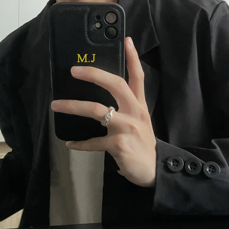 Personalised Customize Initials Name DIY Case For iPhone 17 Pro Max 16 15 17 Pro Max 14 13 12 Candy Color Leather Cover