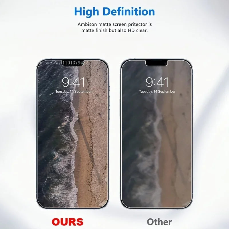 2Packs Matte Tempered Glass Screen Protector for iPhone 16 11 12 13 Pro Mini 14 15 16 Plus Pro Max X XR XS Max Protection Glass