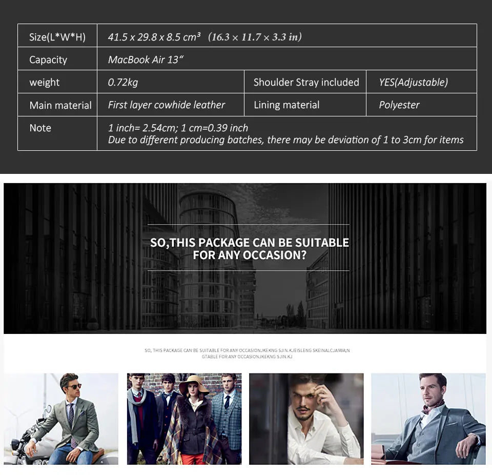 Genuine Leahther Men Briefcase Portable Office Handbag for Laptop Bag High Quality Business Messenger Shoulder Bags Travelling