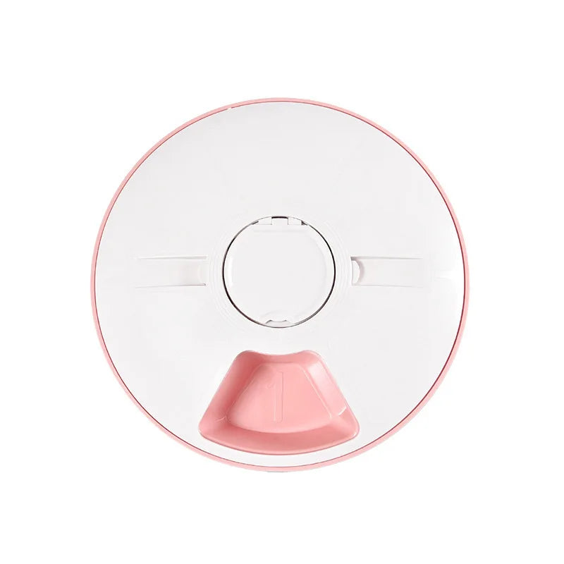 Pet Automatic Feeder Portion Control Digital Timer Detachable Dogs Cats Anti Slip 6 Meal Trays with Voice Dry Wet Food Feeding