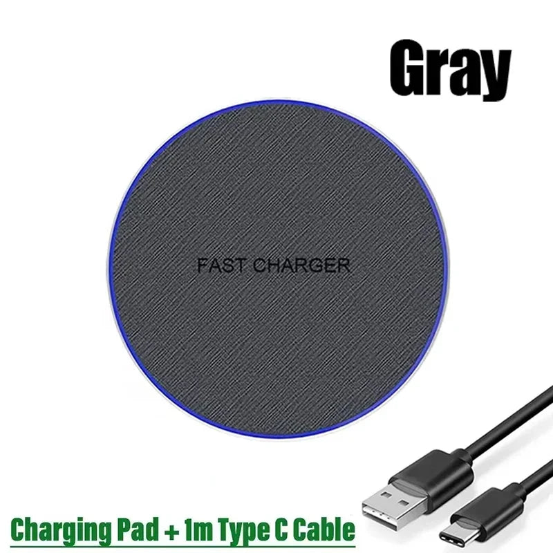 Ultra-Thin Fast Wireless Charger Pad for Samsung Galaxy S25 iPhone 17 16 15 14 13 Pro Max Wireless Induction Charging Station