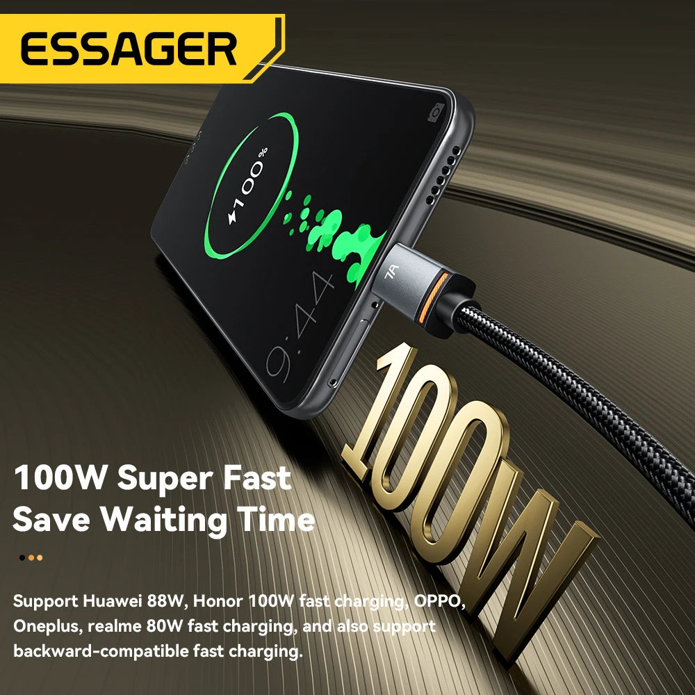 Essager 2 in 1 USB Cable 7A Charger Cable for iPhone 15 16 USB A To Type C to Lighting Cable for Macbook Samsung Xiaomi Huawei