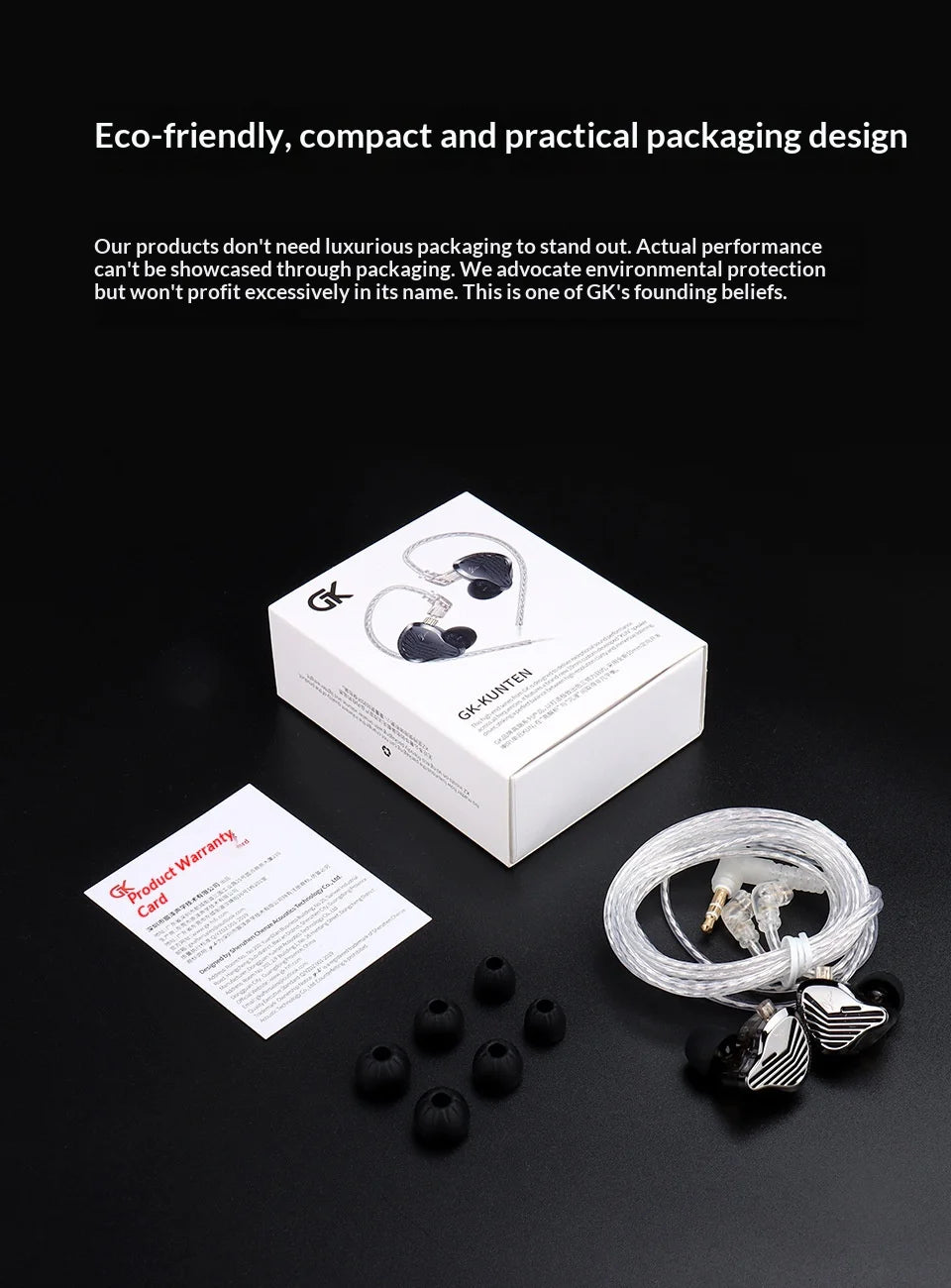 GK-KUNTEN Wired Earphones Flagship Single Motion In Ear Heavy Bass Fever HIFI High Quality Earphones