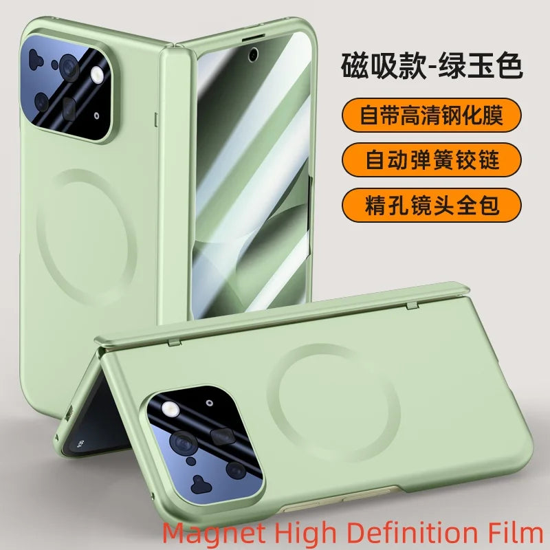 For Google Pixel 10 Pro Fold Case Magsafe Matte Spring Hinge Lens Screen Protector Full Protection All-inclusive Cover